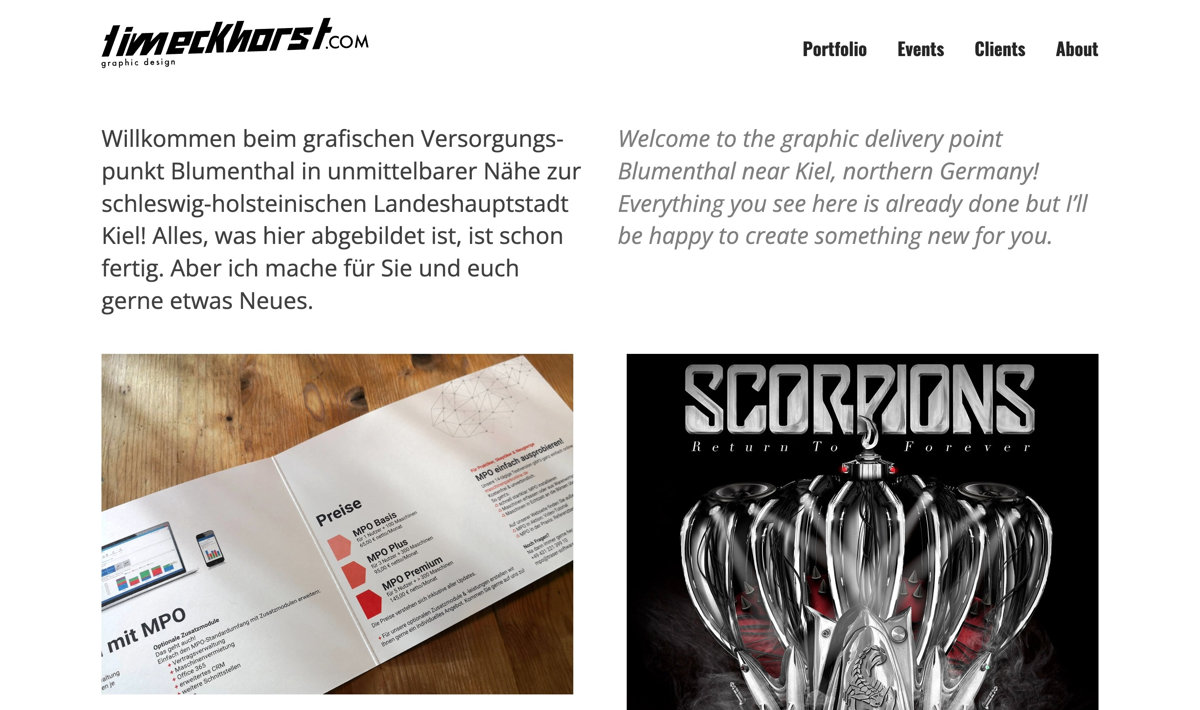 Tim Eckhorst Website Screenshot